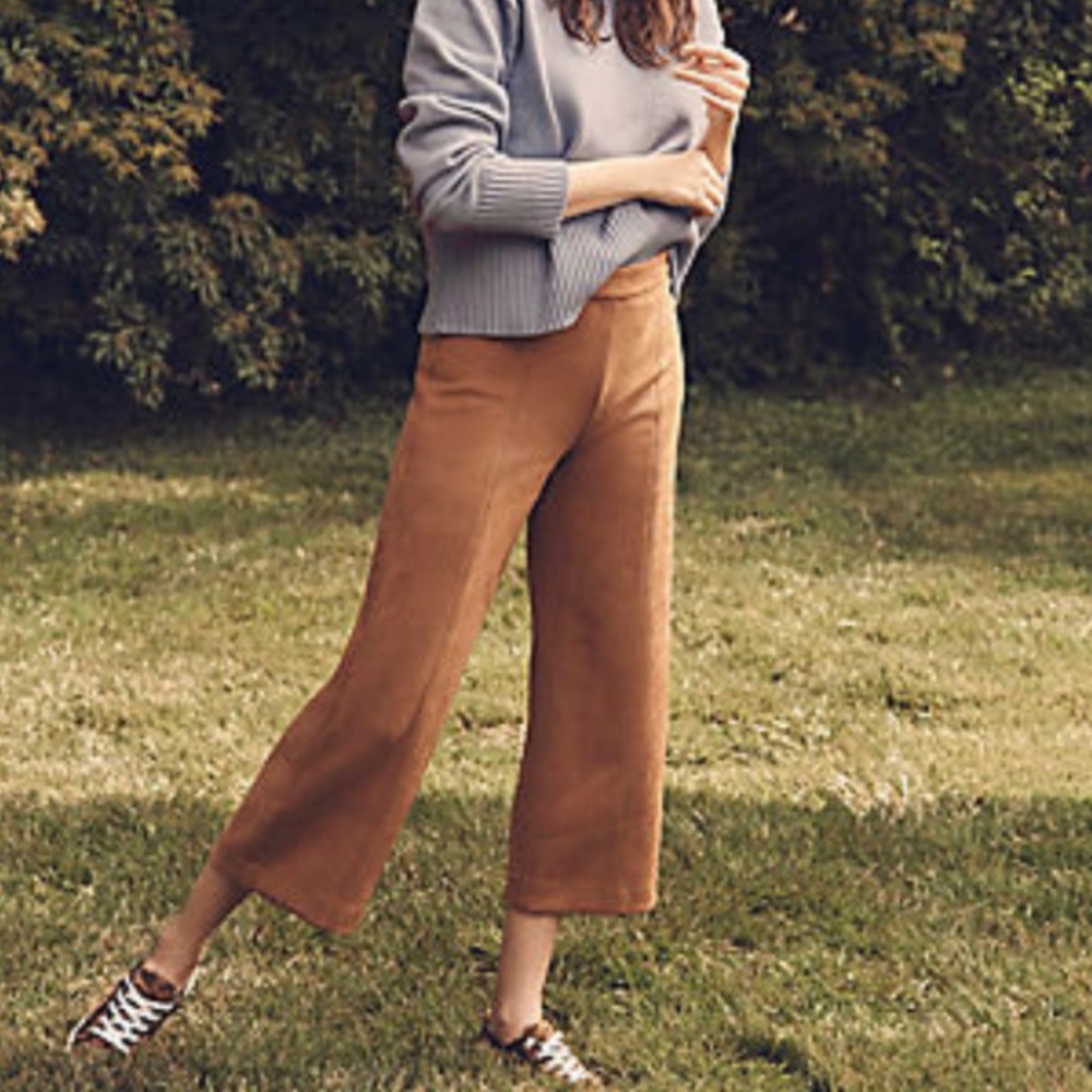 NWT Ann Taylor faux suede cropped wide leg pants